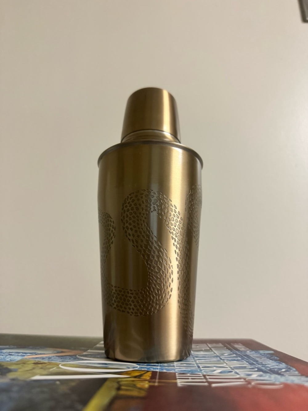 Target Gold Snake-Embossed Cocktail Shaker